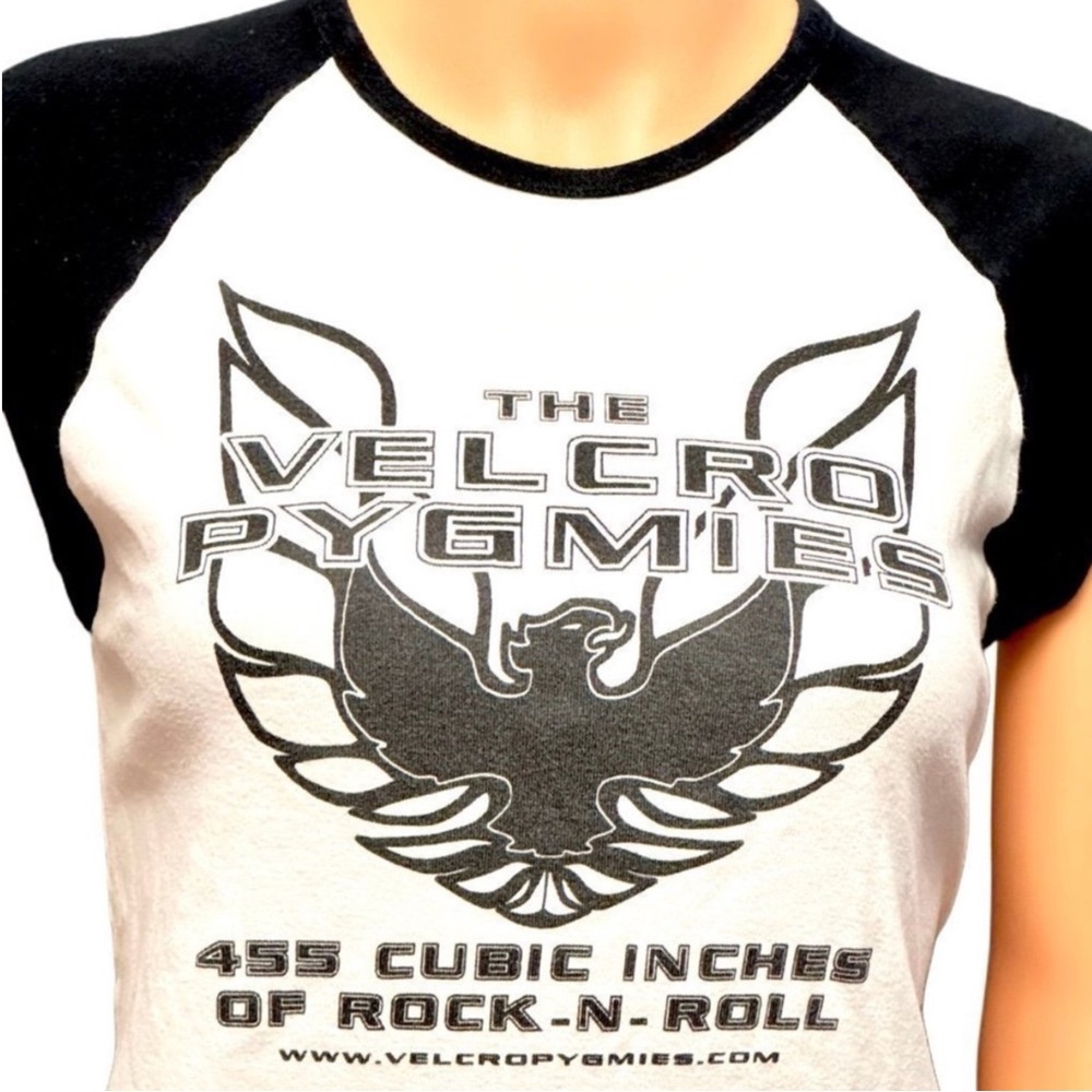 The Velcro Pygmies Band Black White Crew Neck Raglan Sleeve Rock n Roll Shirt XL